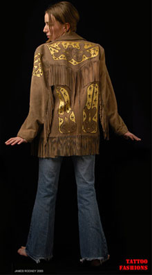 Original unique one-of-a-kind original Tattoo Fashions Leather Jacket by E.J. Gold